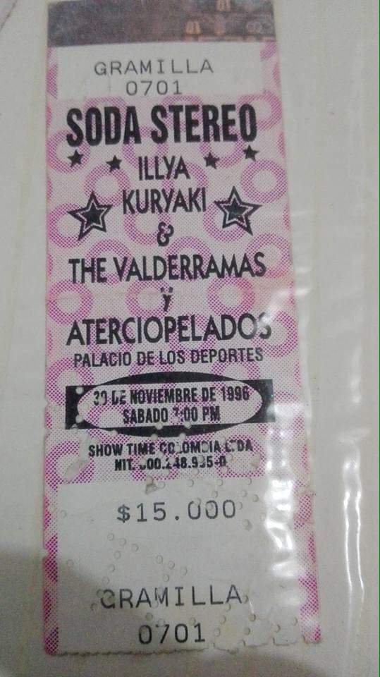 Boleta de aterciopelados : el recuerdo del concierto histórico de la banda de rock colombiana.