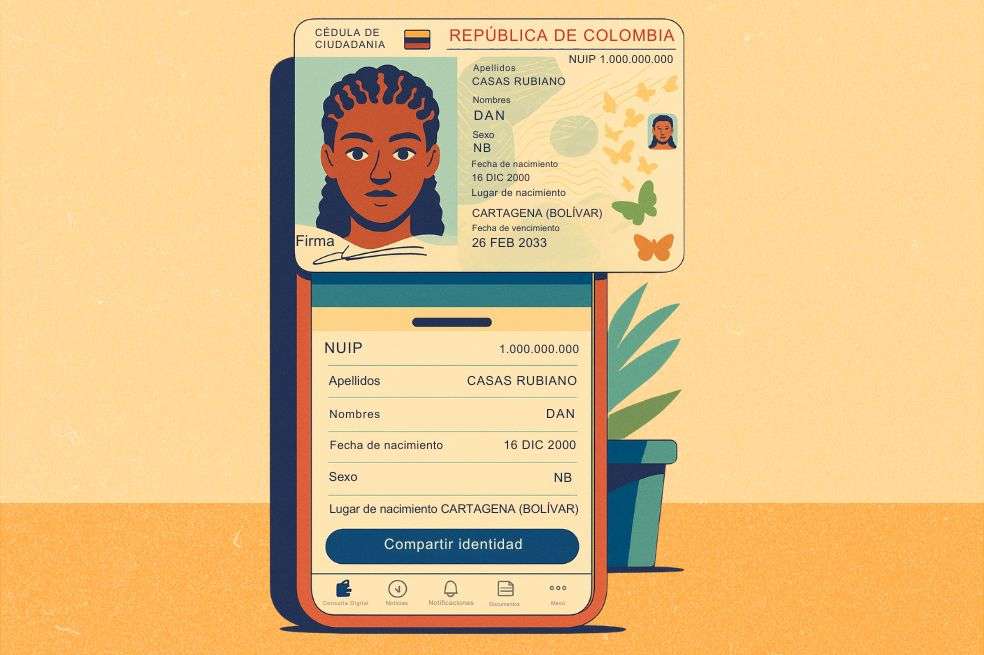 Actualmente, ninguna persona no binaria ha podido acceder a la cédula digital. (Ilustración elaborada con generado con asistencia de la IA)