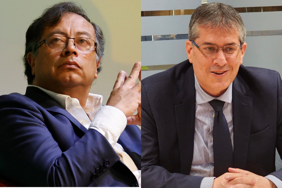 El presidente Gustavo Petro y el embajador de Israel en Colombia, Gali Dagan.