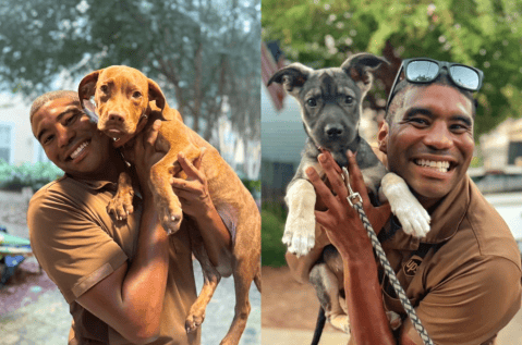 Domiciliario se vuelve viral por tomarse fotos con los perros que lo reciben