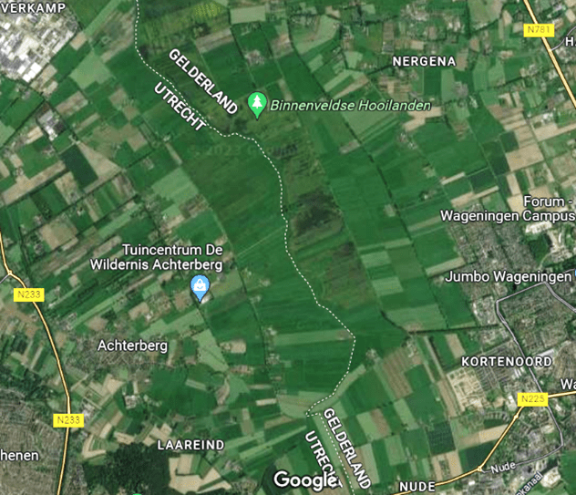 Imagen de satélite del área de manejo de Binnenveld Fuente: https://gebiedsaanpakhetbinnenveld.nl/