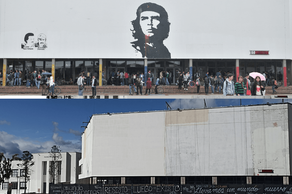 La pintura fue borrada por la institución en el marco de adecuaciones y arreglos del edificio.