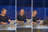 Bombillo explota sobre reconocida presentadora y ella no para de dar las noticias