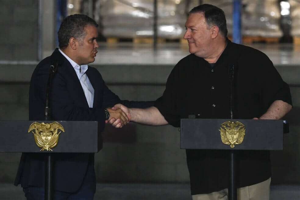 El secretario de Estado de EE. UU., Mike Pompeo, se reunió con el presidente Iván Duque en Cúcuta a mediados de abril de este año. / AFP