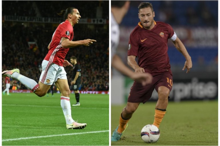 Ibrahimovic le da triunfo al United y Totti se luce con la Roma