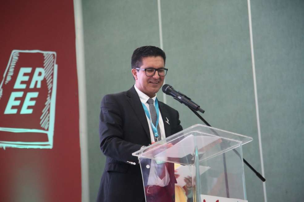 Carlos Henríquez, coordinador del Laboratorio Latinoamericano de Evaluación de la Calidad de Educación (LLECE) de Unesco, durante el evento que fue organizado por el ICFES.