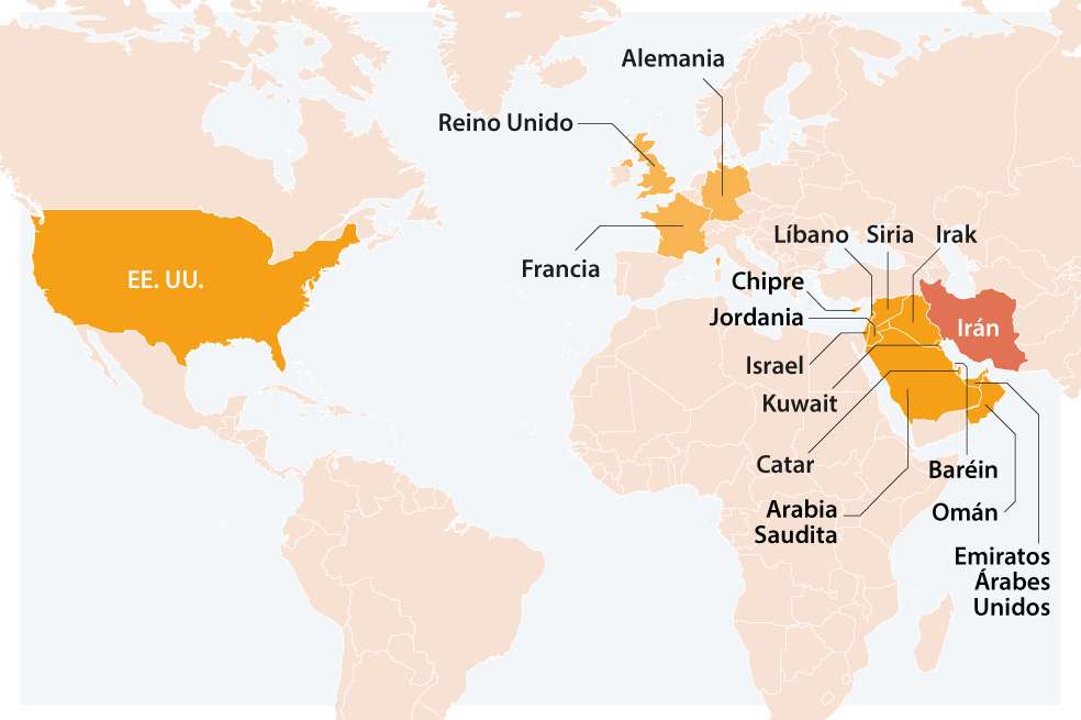 Estados Unidos se unió a Israel para atacar a Irán. Tras la respuesta militar de la República Islámica en países del golfo, Alemania, Reino Unido y Francia han dicho que están listos para llevar a cabo ataques defensivos.