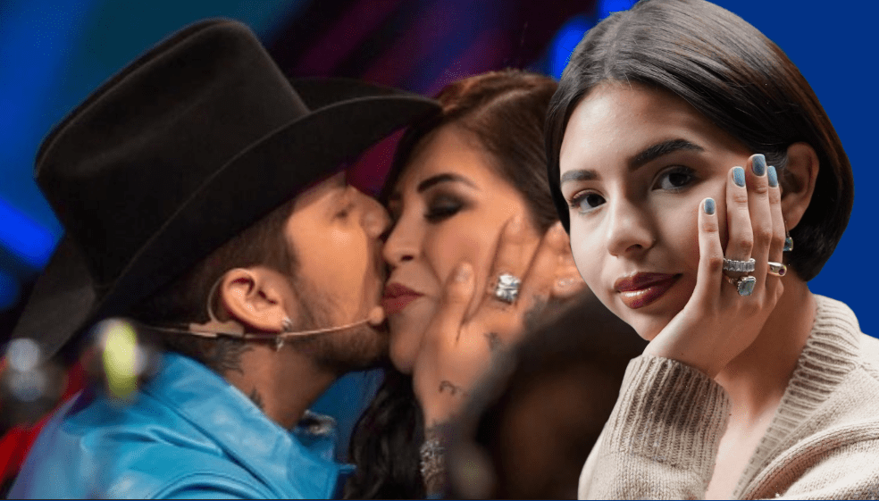 Christian Nodal junto a Cristina, su mamá, y Ángela Aguilar, su esposa.