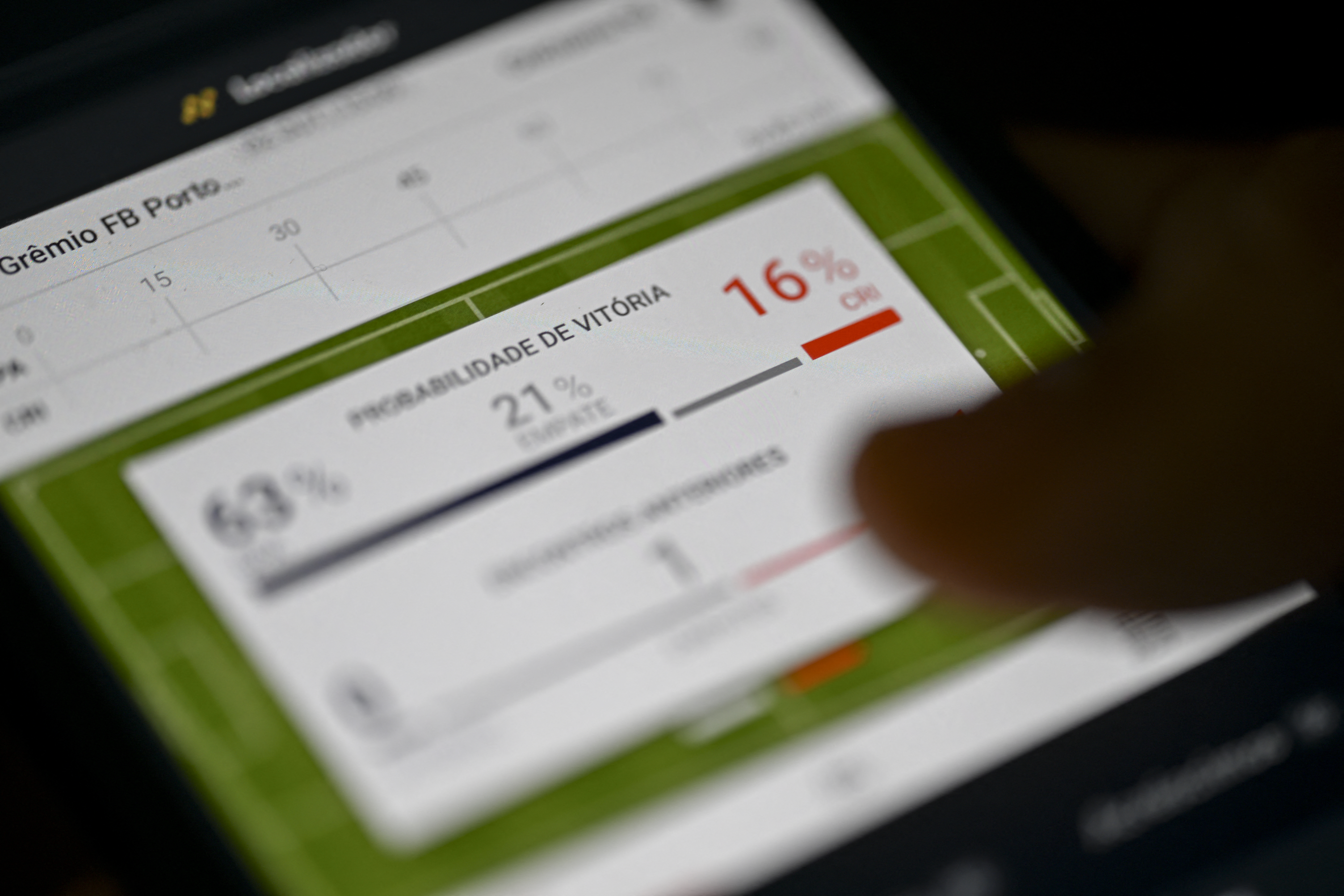 In this photo illustration, the app of the betting company Bet Nacional is displayed on a smartphone showing a match of the Brazilian national football championship open for betting in Rio de Janeiro, Brazil, on October 2, 2024.