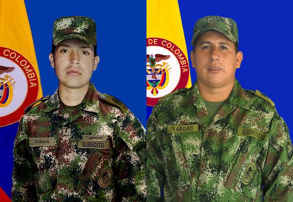 Los soldados Héctor Orlando Robayo Guzman e Iván Vargas Sánchez murieron en un ataque del Eln.  / Cortesia Ejército 