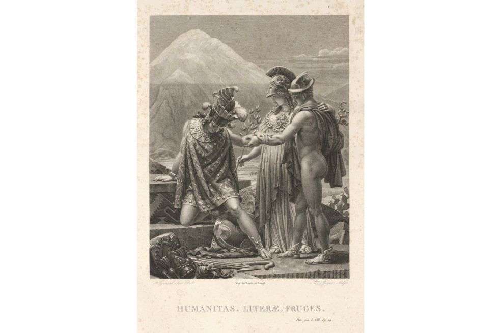 El grabado de François Gérard, creado como frontspicio para el Atlas de Humboldt, está enmarcado dentro del estilo neoclásico.