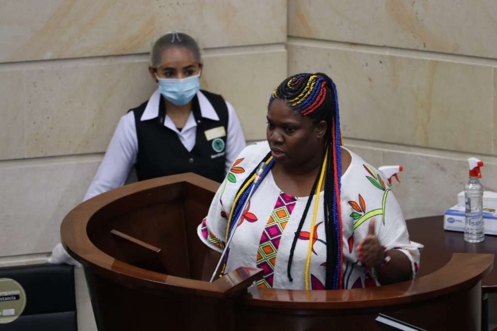 Yolanda Perea, lideresa social, durante su intervención en el Congreso la semana pasada.