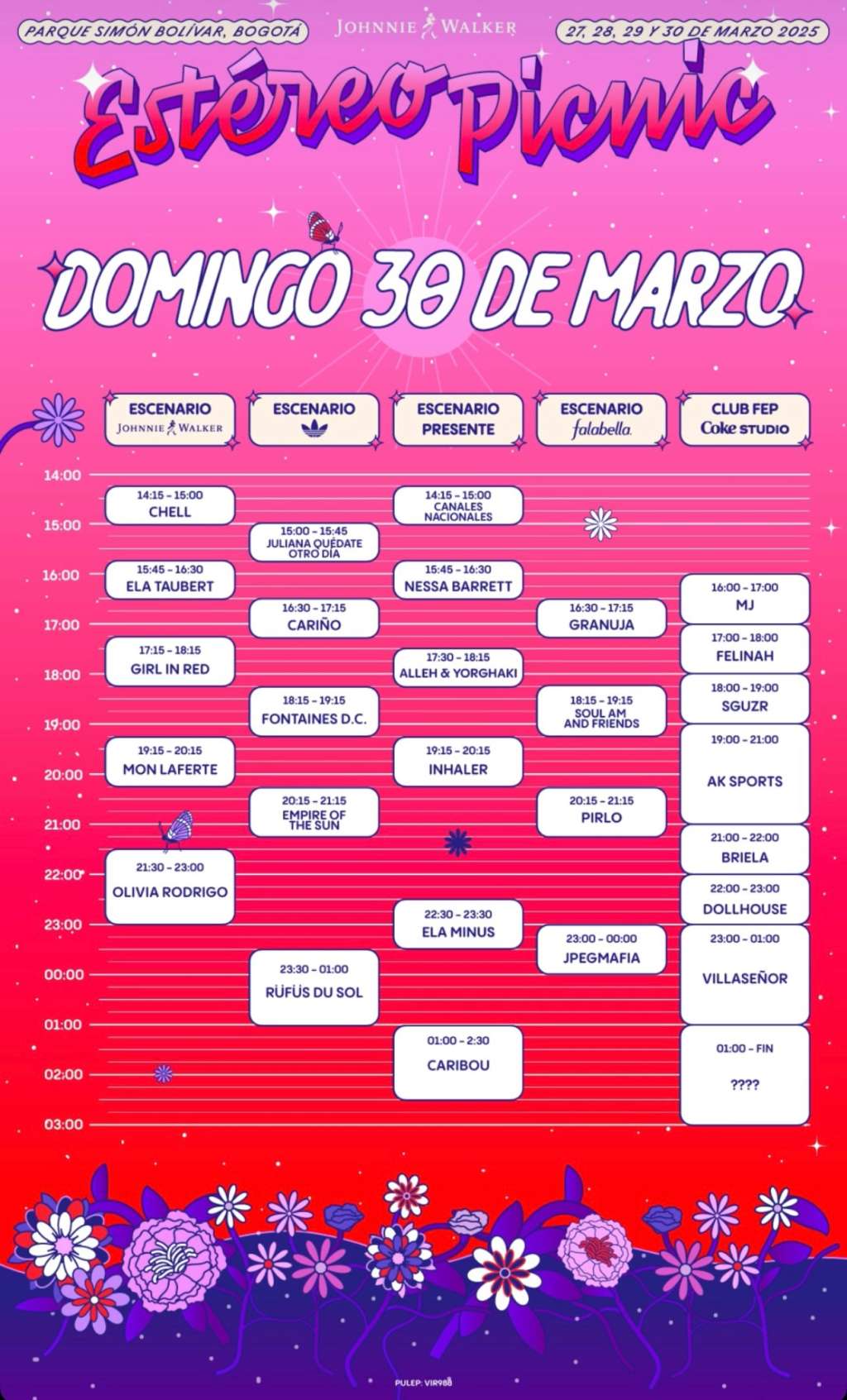 Domingo: horarios y artistas del FEP 2025