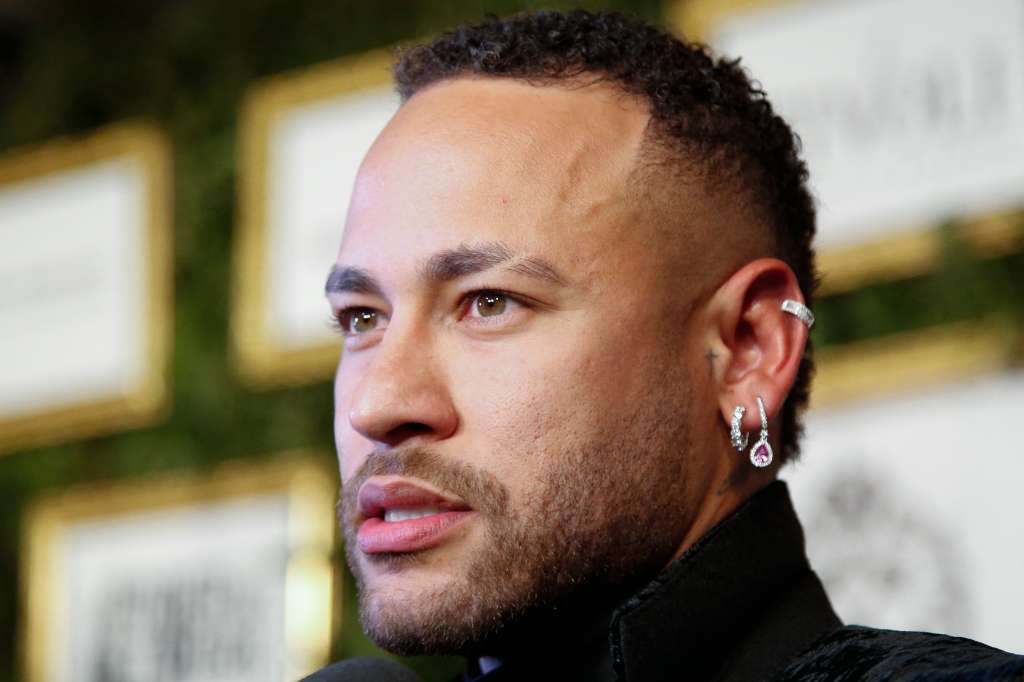 Brazilian Al Hilal football player Neymar attends the charity auction of the Neymar Jr. Institute in Sao Paulo, Brazil, on June 3, 2024. (Photo by Miguel SCHINCARIOL / AFP)