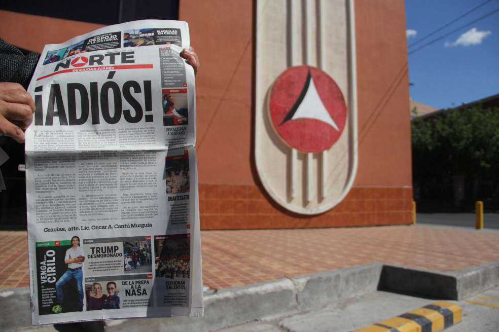La portada de la última del diario "Norte" de Ciudad de Juárez. / AFP