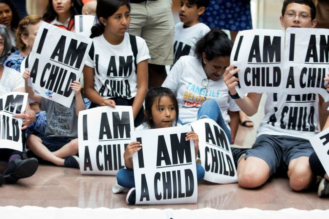Niños migrantes, protesta 2018