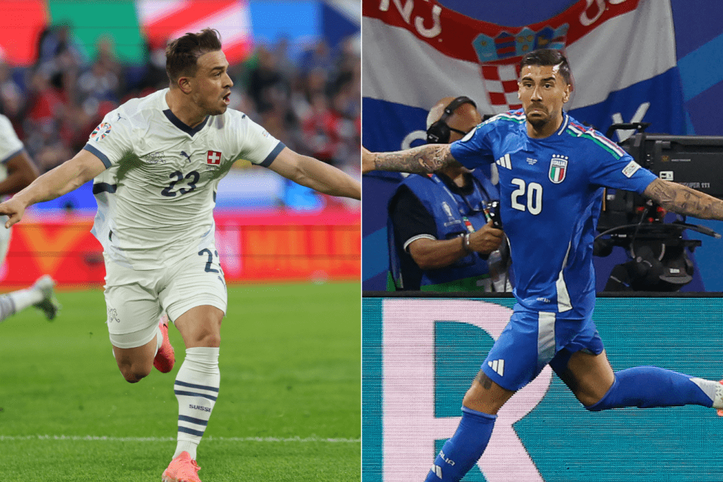 La Suiza de Xherdan Shaqiri (izq.) se enfrentará a la Italia de Mattia Zaccagni en los octavos de final de la Eurocopa 2024.