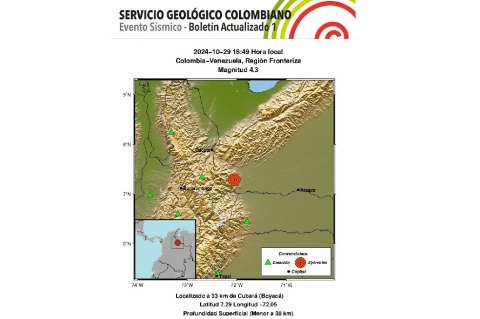 ¿Lo sintió? Registran sismo de magnitud 4,3 en frontera entre Colombia y Venezuela