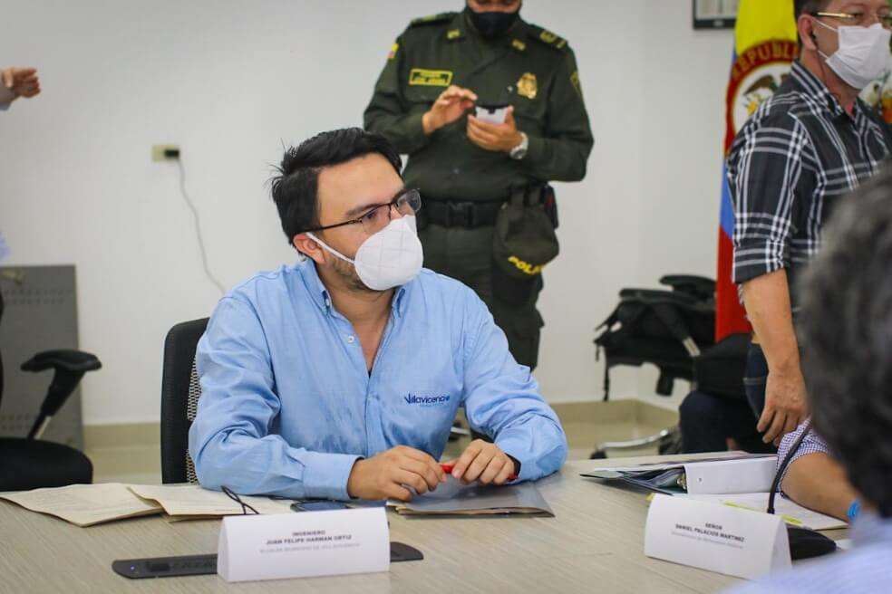 Alcalde Felipe Harman en el consejo de seguridad de este viernes. / Cortesía