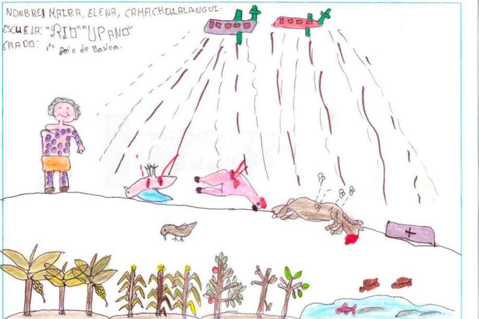 Dibujo hecho por María Elena Camacho, en la escuela Río Upano.