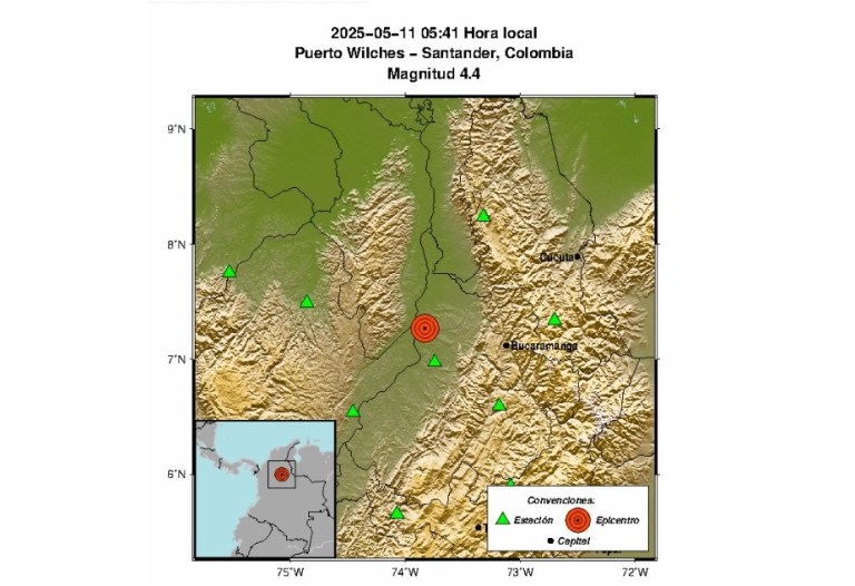 Tembló en Colombia: Servicio Geológico confirma sismo de magnitud 4,4 el domingo