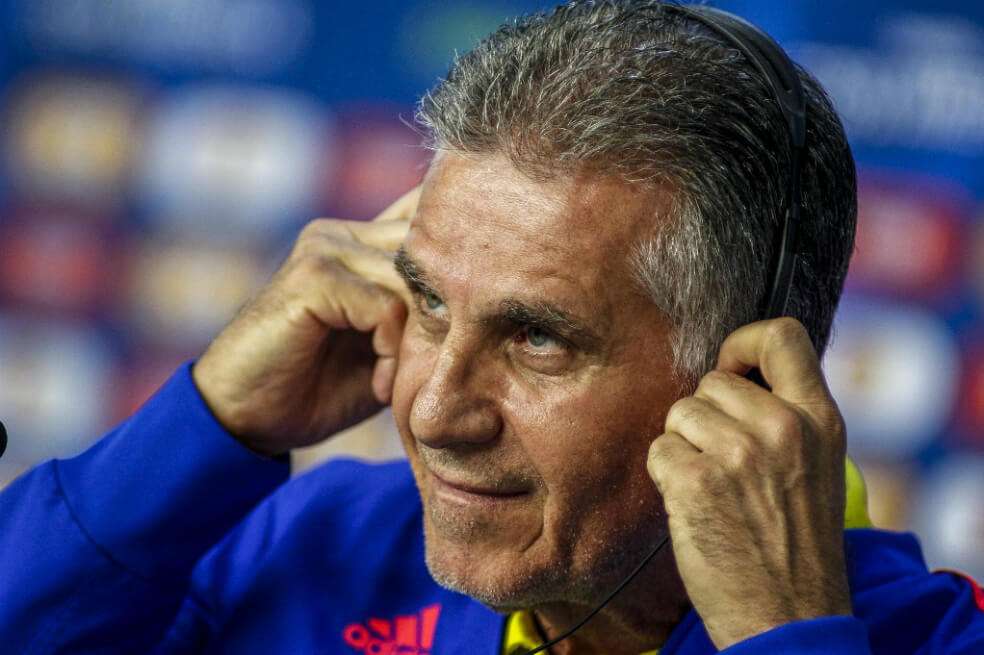 Queiroz, este martes, durante la rueda de prensa que ofreció en Sao Paulo. / AFP