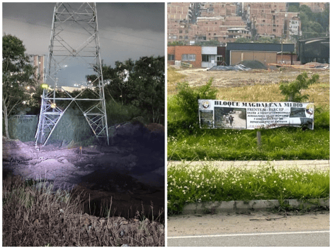 Atacaron torre de energía de EPM en Bello; dejaron bandera de disidencias