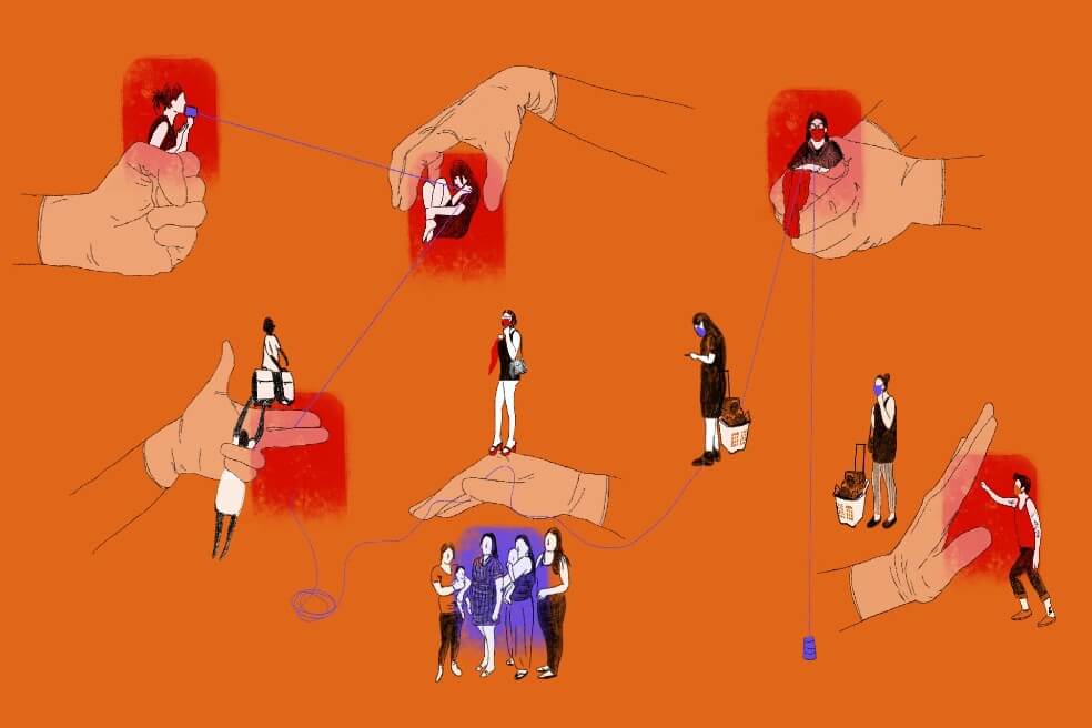 Las llamadas a las líneas de atención a violencia de género aumentaron en un 163% durante los primeros 30 días de cuarentena. / Ilustradora: Lizeth León Borja.