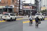 Graban a camioneta en ciclorruta de Bogotá: pudo provocar grave accidente