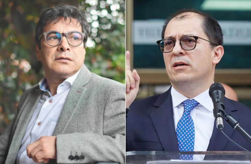 El alto comisionado para la paz, Danilo Rueda (izq.), el fiscal general, Francisco Barbosa.