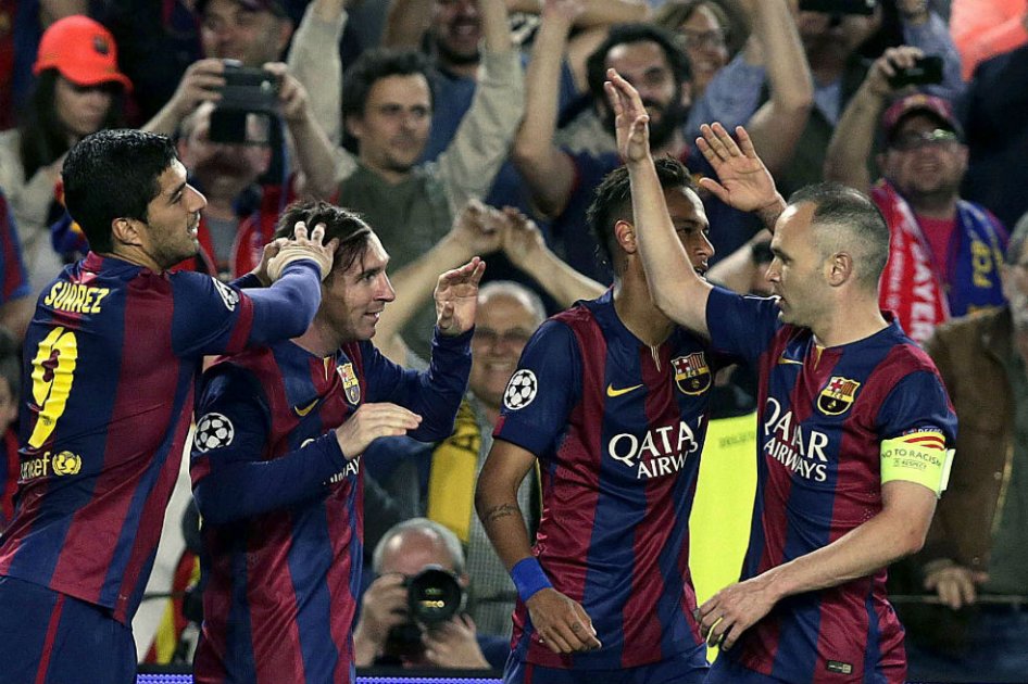 Barcelona celebra la victoria contra el Bayern Múnich. Foto: AFP
