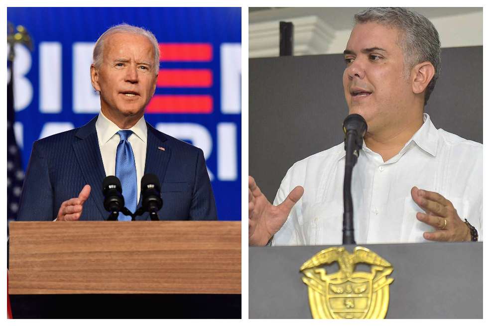 El nuevo presidente de Estados Unidos, Joe Biden junto al presidente colombiano, Iván Duque.