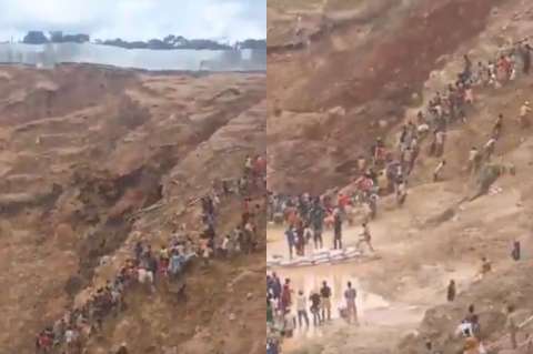 Tragedia en África: video captura derrumbe en una mina de oro que deja más de 100 muertos