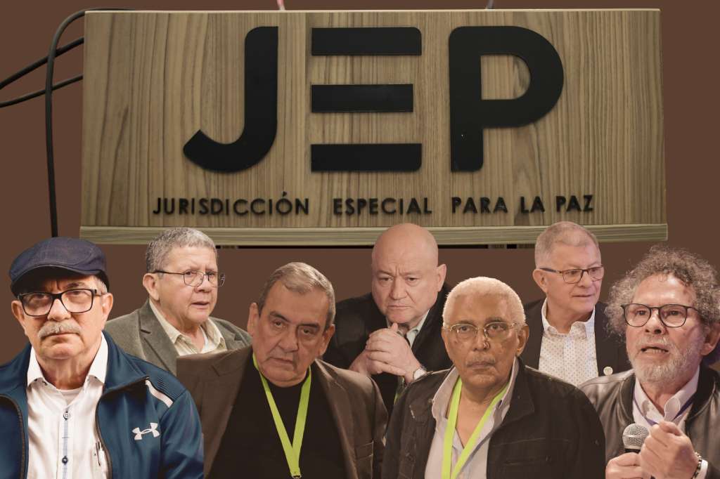 El último Secretariado de las Farc: Rodrigo Londoño alias “Timochenko”, Jaime Alberto Parra, alias “El Médico”, Milton de Jesús Toncel, alias “Joaquín Gómez”, Pablo Catatumbo, alias “Jorge Torres Victoria”, Pastor Alape, Julián Gallo, alias “Carlos Antonio Lozada”, y Rodrigo Granda, o “Ricardo Téllez”.