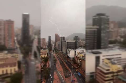 Video: así fue la caída de un rayo durante las lluvias de este lunes en Bogotá