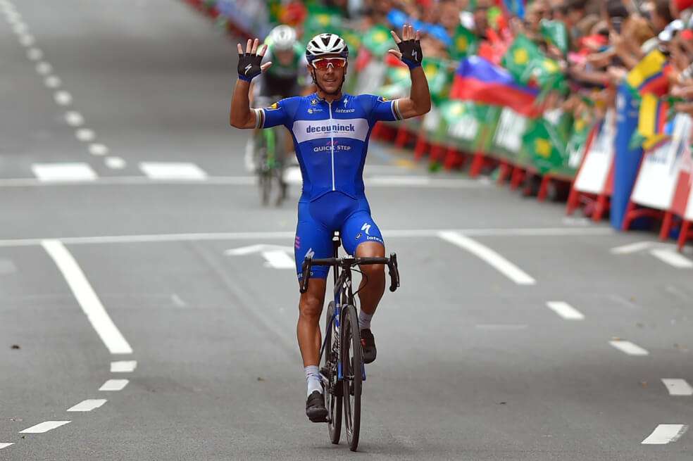 El belga Philippe Gilbert ganó la etapa 12 de la Vuelta, en Bilbao. / AFP