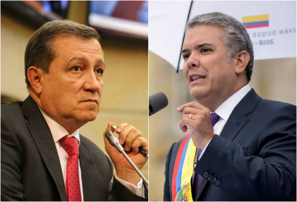 Ernesto Macías, presidente del Senado, e Iván Duque Márquez, presidente de Colombia. / AFP y Archivo