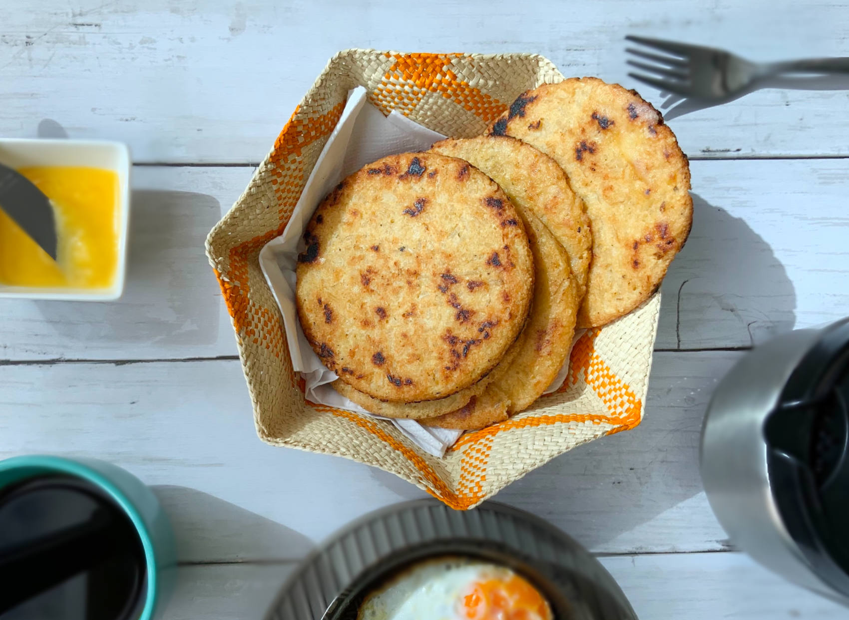 Así queda la arepa de arroz hecha por Cocinable y saludable.