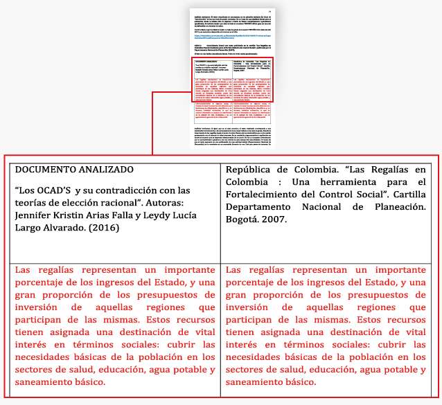 Parte de las pruebas de la Universidad Externado en contra de Arias. Una comparación que resulta idéntica.