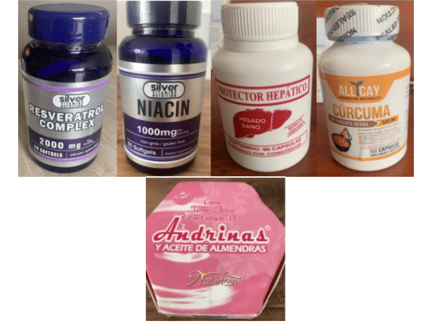 Los productos incluidos en la alerta son Resveratrol Complex Niacin de la marca Silver; el Protector Hepático elaborado por Conkuventud; la Cúrcuma con pimienta negra de All Cay; así como de la crema termoactiva con extracto de andrinas y aceite de almendras de Naturken.