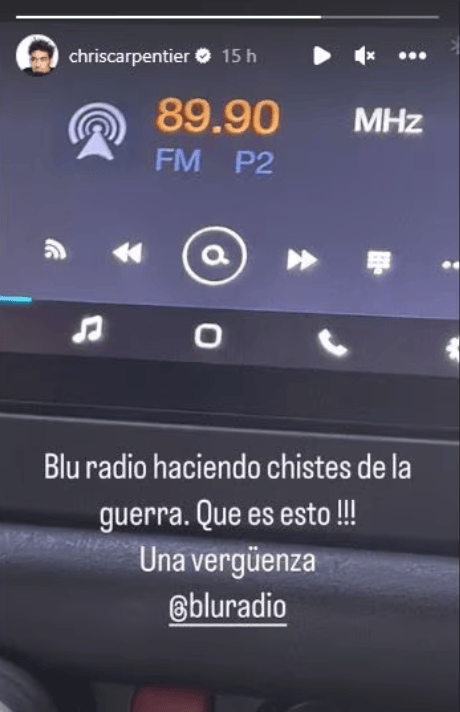 Chris Carpentier enfurecido con Blu Radio