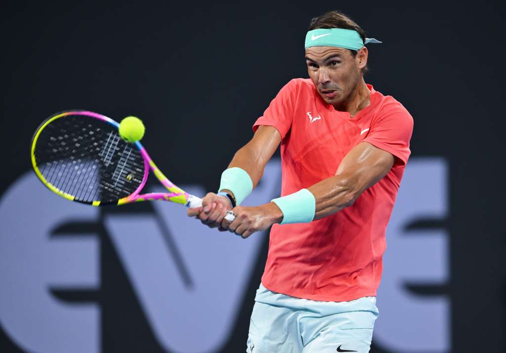Brisbane (Australia), 04/01/2024.- El español Rafael Nadal de España durante su partido del Brisbane International 2024 en el Queensland Tennis Center de Brisbane, Australia, contra el australiano Jason Kubler este jueves.-EFE/ZAIN MOHAMMED PROHIBIDO SU USO EN AUSTRALIA Y NUEVA ZELANDA