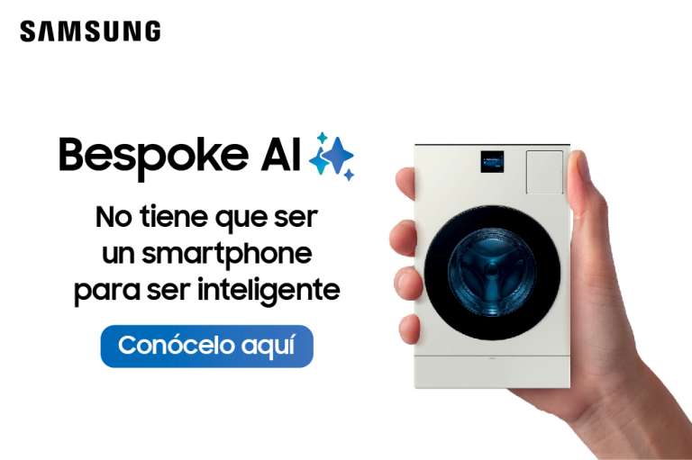 Lavadora Secadora Bespoke AI Laundry Combo™: lava y seca en un solo ciclo con AI que detecta carga, tipo de tela y nivel de suciedad. Ahorra tiempo y cuida tu ropa con sus 26 kg de capacidad y diseño moderno.
