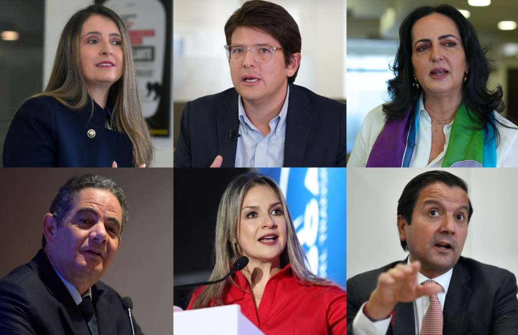 Precandidatos Paloma Valencia, Miguel Uribe, María Fernanda Cabal, Germán Vargas Lleras y David Luna.