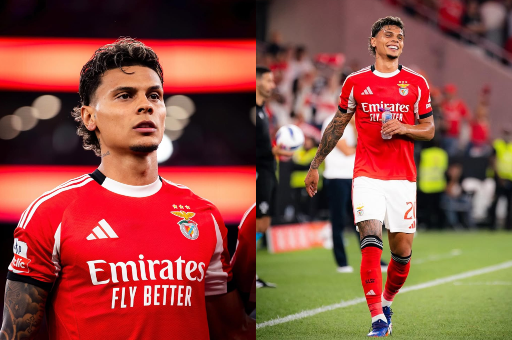 Richard Ríos, con la camiseta de Benfica.