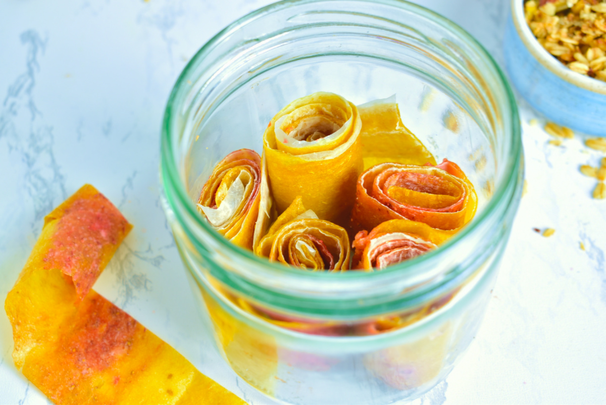 Rollos de fruta deshidratada