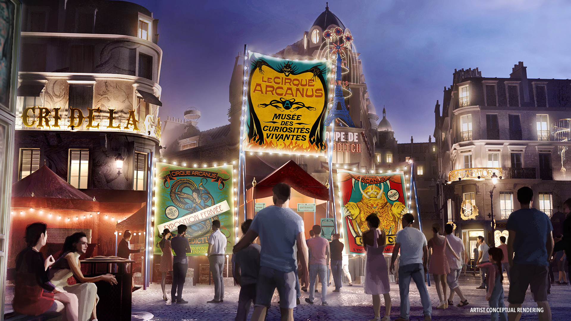 Le Cirque Arcanus: por primera vez en The Wizarding World of Harry Potter, los visitantes podrán disfrutar de una experiencia teatral en vivo a gran escala en el corazón del área con Le Cirque Arcanus. Este espectáculo encantador cuenta con artistas y acróbatas en directo, increíbles marionetas, brillantes efectos especiales y mucho más para llevar a los visitantes a un viaje alucinante en el que se encontrarán con bestias fantásticas como nunca.