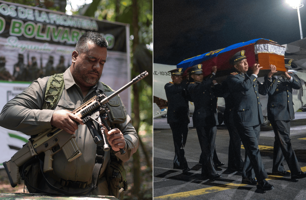 Andrés Rojas (izq.) es el jefe de los Comandos de Frontera, grupo señalado dela masacre de militares ecuatorianos (der.).