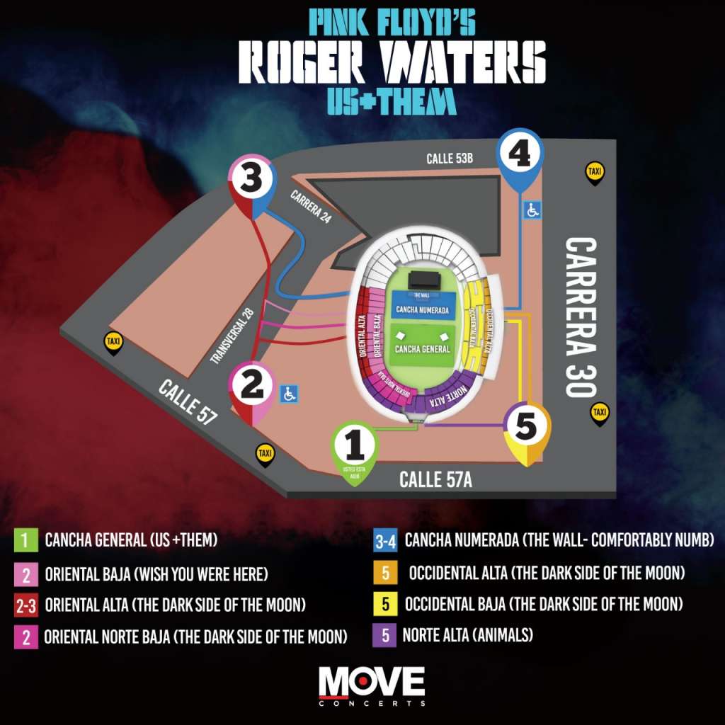Plano del concierto de Roger Waters en Bogotá.Cortesía