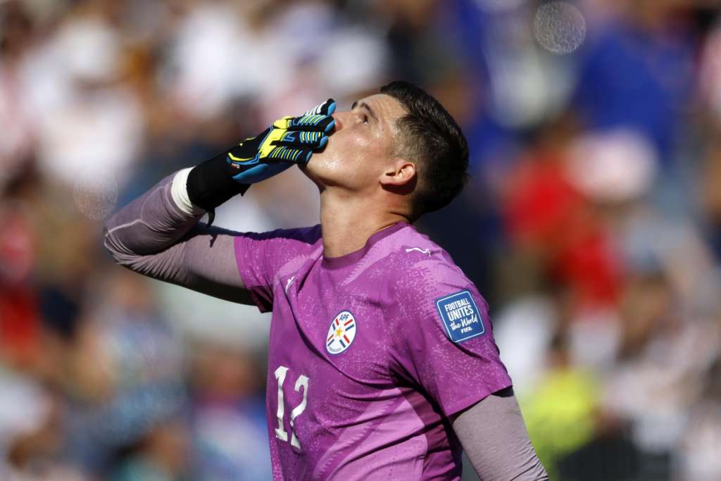 FOXBOROUGH (United States), 29/06/2026.- Goalkeeper Orlando Gill of Paraguay celebrates the 0-1 goal during the FIFA World Cup 2026 Round of 32 match Germany against Paraguay, in Boston, Massachusetts, USA, 29 June 2026. (Alemania) EFE/EPA/GREG COOPER